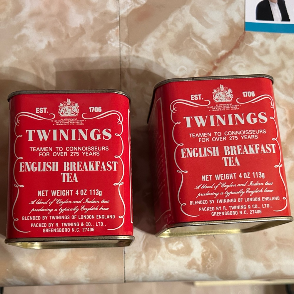 2 antique twinings tea canisters.